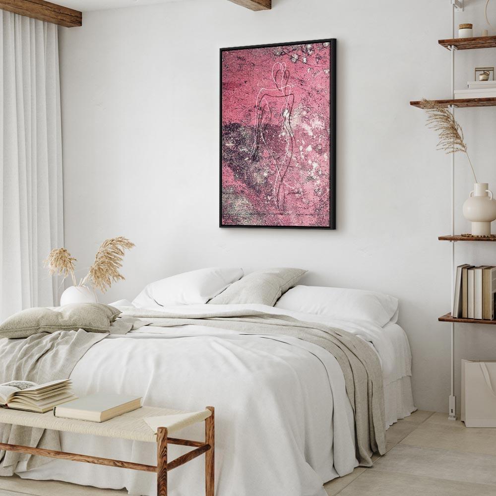 Leinwandbild - Figure on Pink Background (1-part) - Female Silhouette in Marble