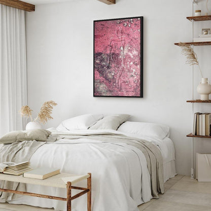 Leinwandbild - Figure on Pink Background (1-part) - Female Silhouette in Marble