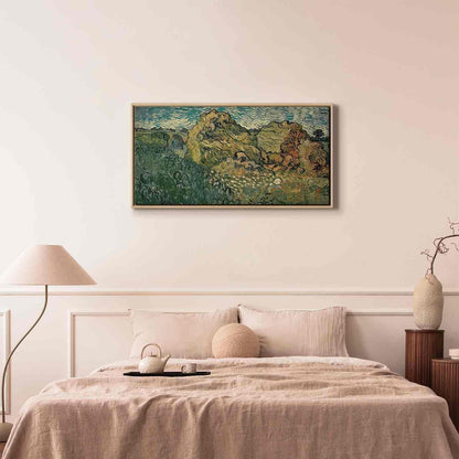 Leinwandbild - Field with Wheat Stacks (Vincent Van Gogh) Artgeist
