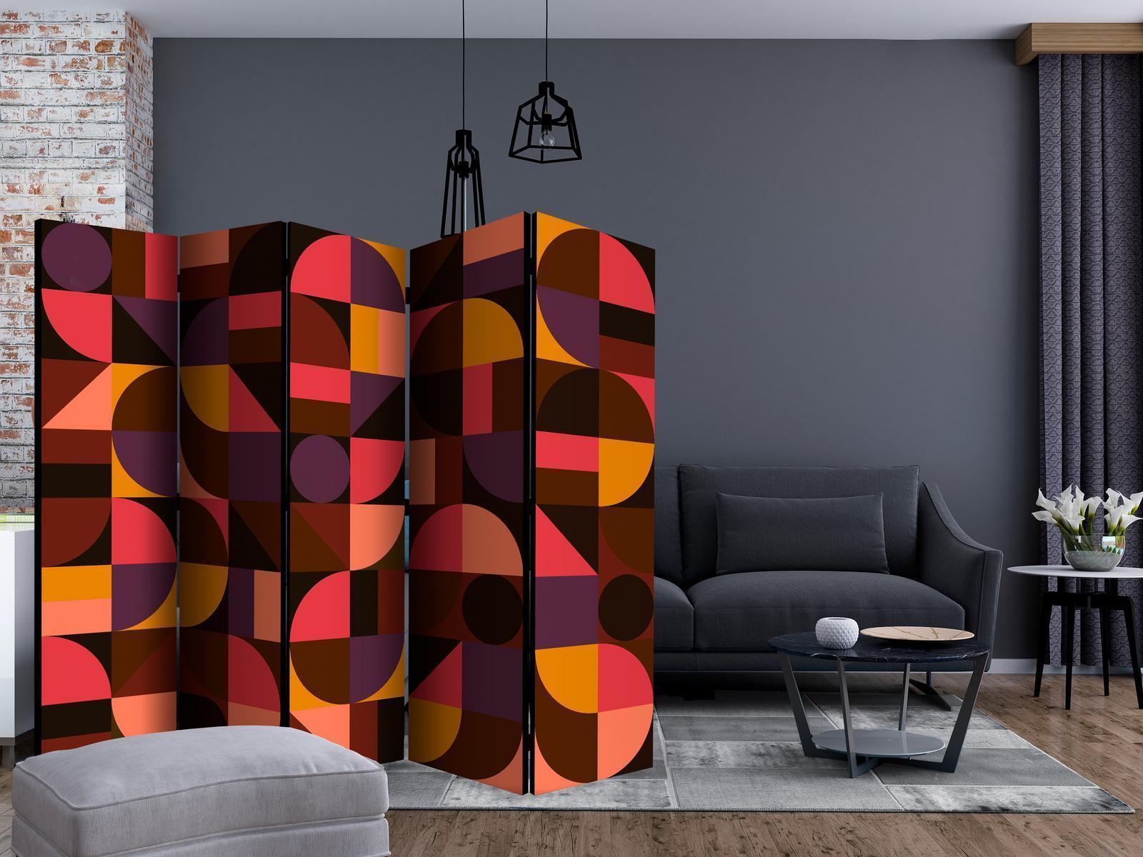 Paravent - Geometric Mosaic (Red) II Artgeist