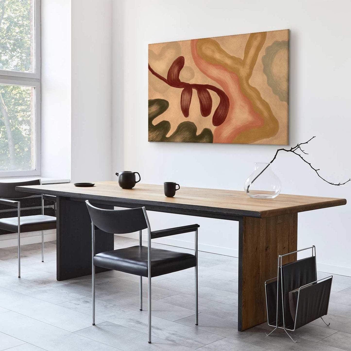 Leinwandbild - Colorful shapes – worn-out figures in lime wash technique