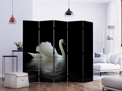 Paravent - swan (black and white) II Artgeist