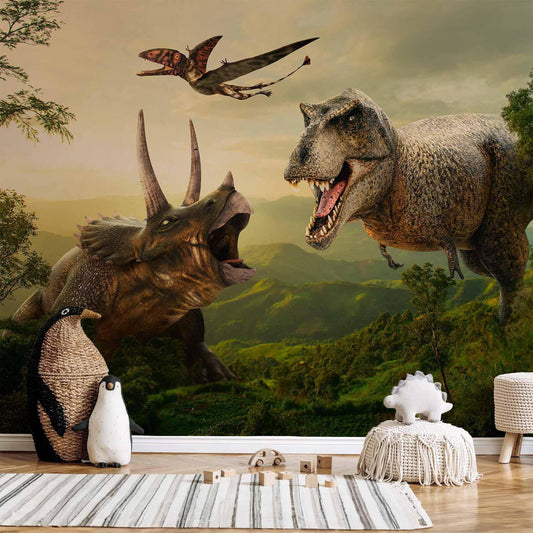 Fototapete „Dinosaurier-Platz“ – Abenteuerliche Wandgestaltung fürs Kinderzimmer sawelt.eu