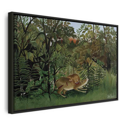 Leinwandbild - Le Lion ayant faim se jette sur l'Antilope (Henri Rousseau) Artgeist
