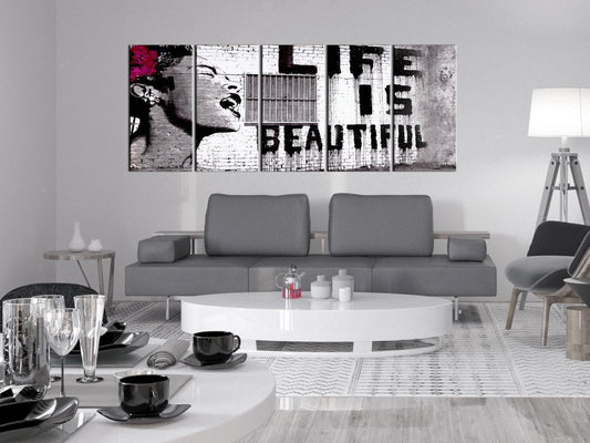 Leinwandbild - Banksy: Life is Beautiful Artgeist
