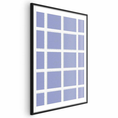 Poster - White Lines - a grid with large gaps on a blue background Artgeist