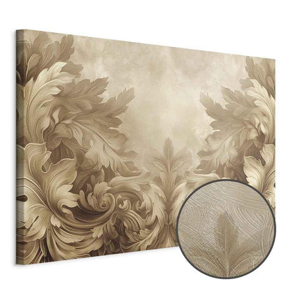 Leinwandbild - Carved Baroque Ornaments Rich Composition in Sepia Colors