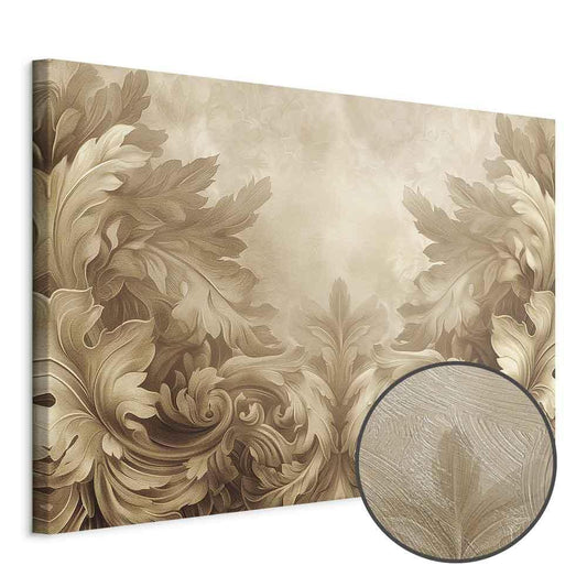 Leinwandbild - Carved Baroque Ornaments Rich Composition in Sepia Colors