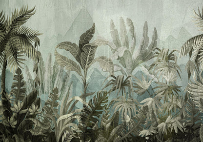 Fototapete „Mountain Jungle“ – Exotischer Dschungel trifft majestätische Berge