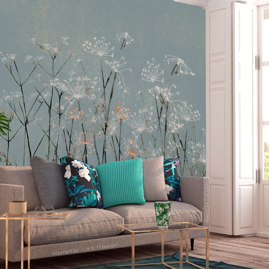 Fototapete „Knoblauchblüten – Florale Ästhetik in zartem Design“
