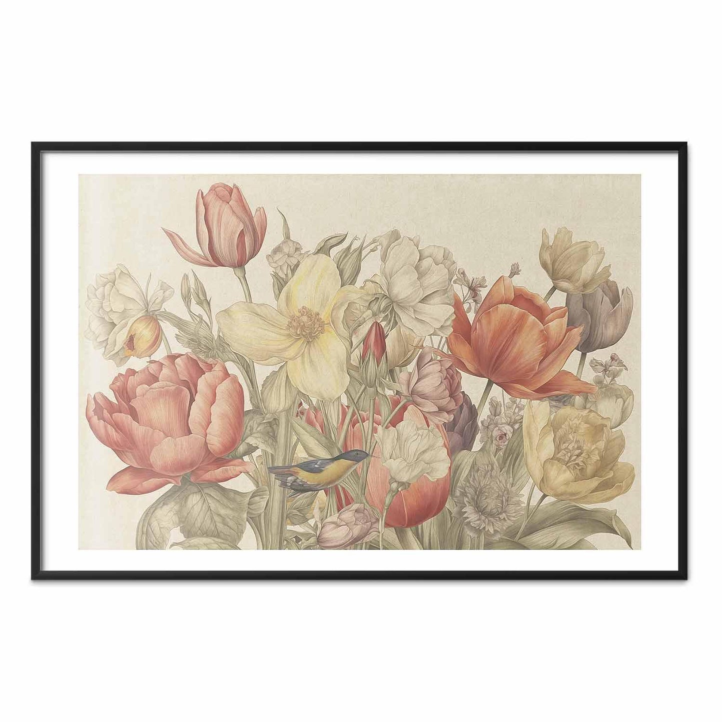 Poster - Flower Bouquet on a Cream Background
