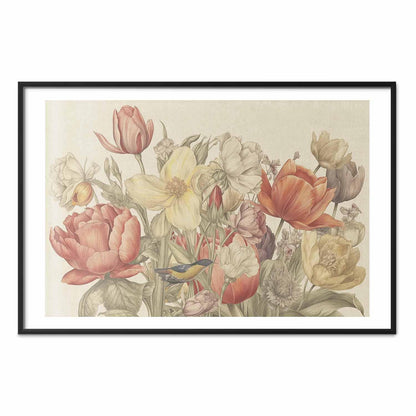 Poster - Flower Bouquet on a Cream Background