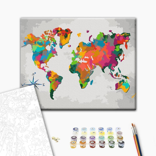 Malen nach Zahlen - World Map (Compass Rose)