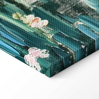 Leinwandbild - Impressionist bridge - painting of a bridge against a picturesque background