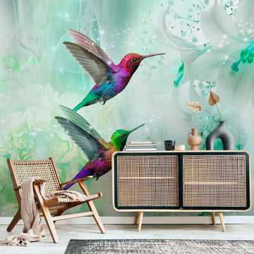 Fototapete - Colourful Hummingbirds (Green) Artgeist