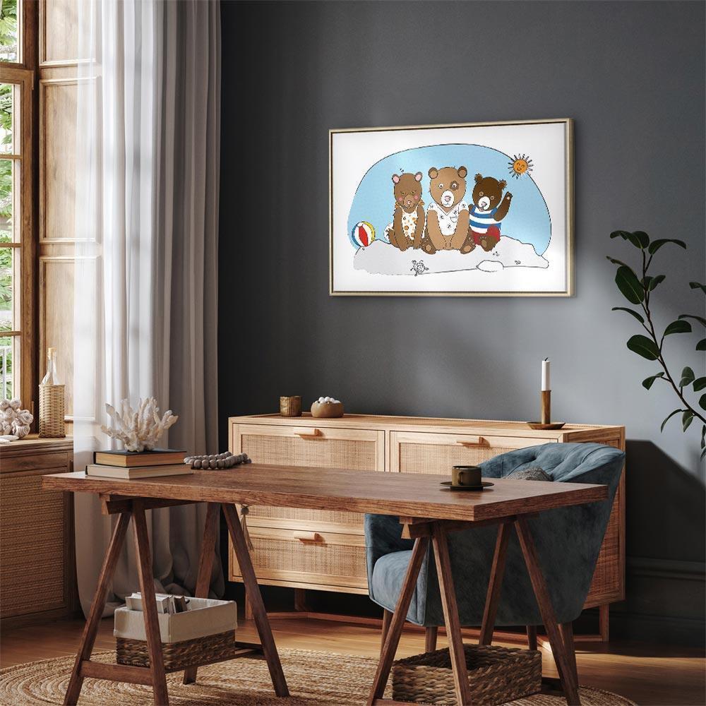 Leinwandbild - Teddy Bears on the Beach (1 Part) Wide