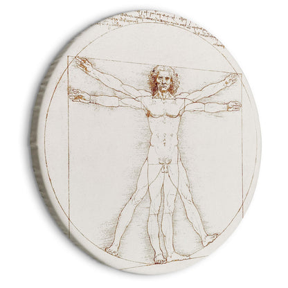 Rundes Bild - Vitruvian Man by Leonardo Da Vinci - A Drawing of the Proportions of a Man’s Body Artgeist
