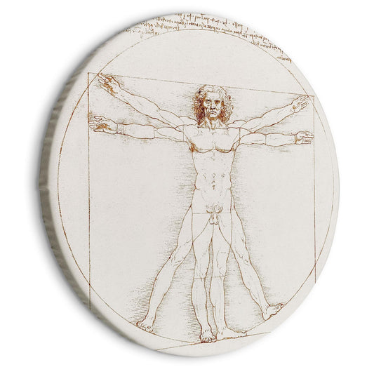 Rundes Bild - Vitruvian Man by Leonardo Da Vinci - A Drawing of the Proportions of a Man’s Body Artgeist