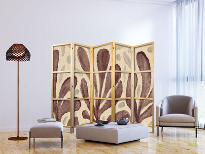 Japanischer Paravent - Waving Leaves - Irregular Plant Shapes in the Style of Matisse Artgeist