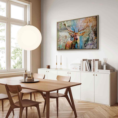 Leinwandbild Hirsch auf Holz – Rustikales Waldmotiv mit Naturcharme