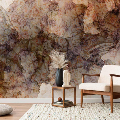 Fototapete Rosen Gewebt - Romantische Rosenmotive in sanften Farbtönen