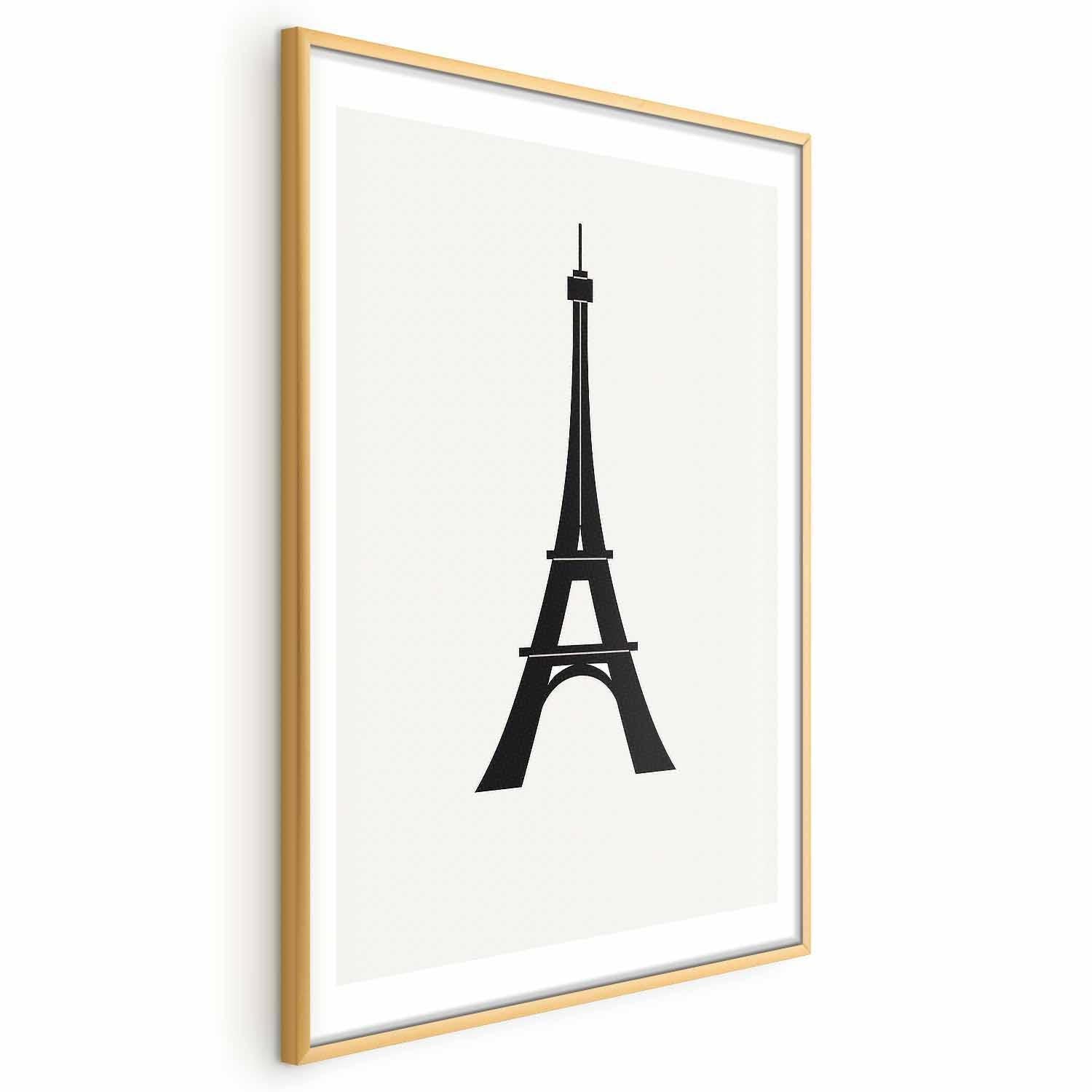 Poster - Eiffel Tower Simple Black-and-White Graphic Artgeist