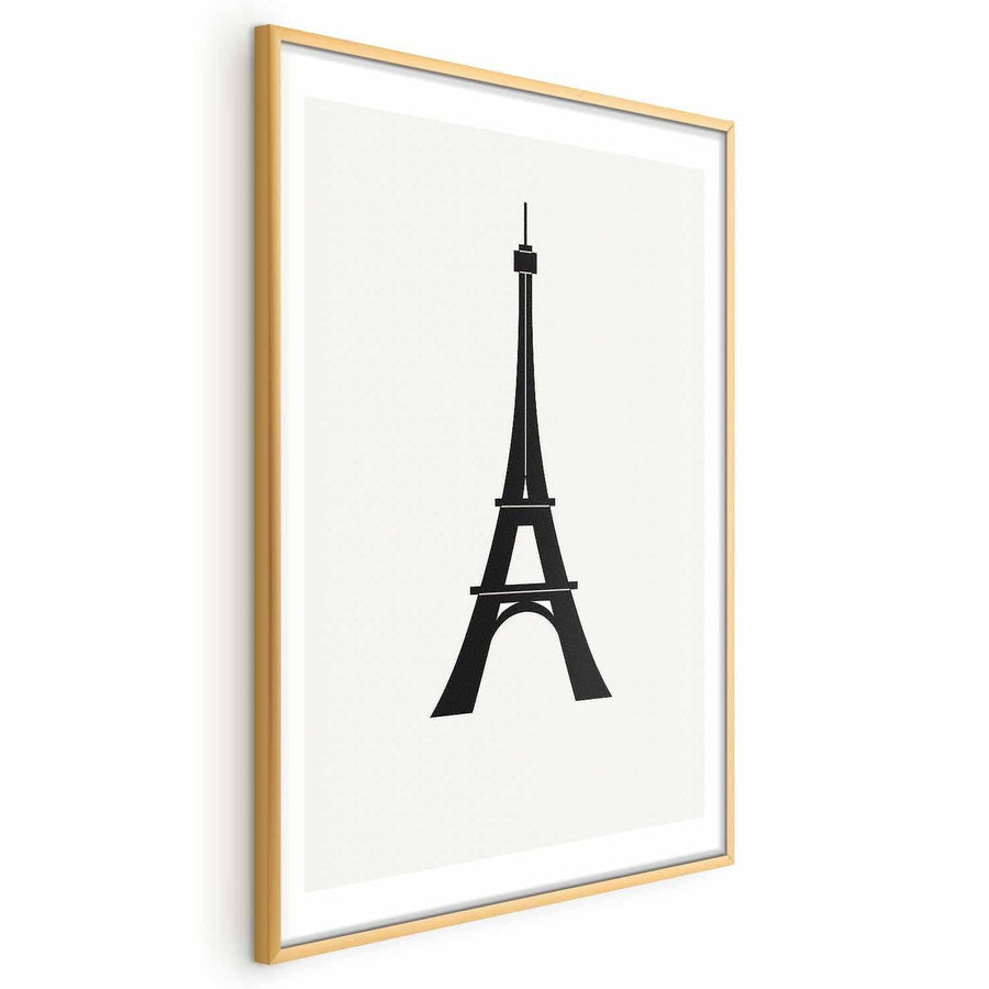 Poster - Eiffel Tower Simple Black-and-White Graphic Artgeist