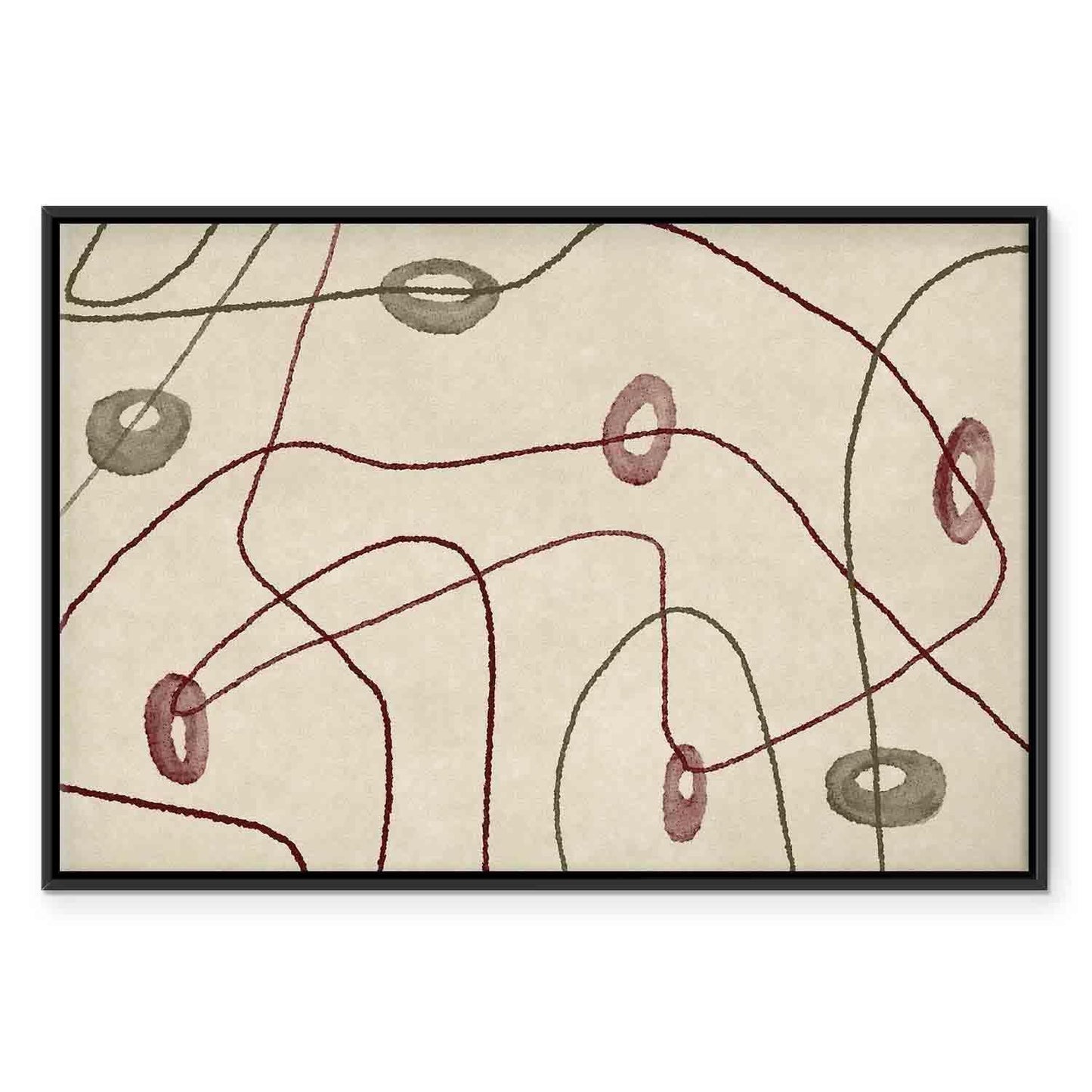 Leinwandbild - Lines and shapes – bead labyrinth on a pale washed background