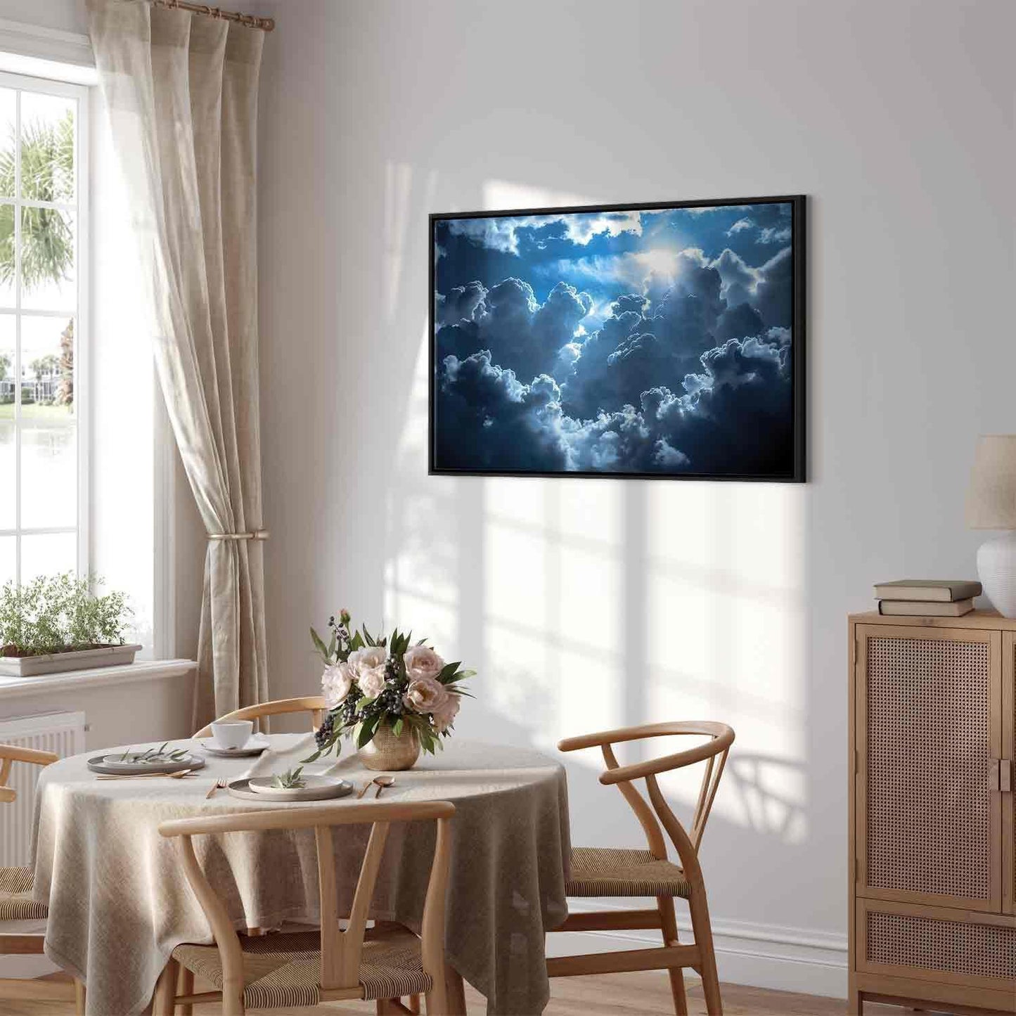 Leinwandbild - Animated Scenery: The Sun Battling with Clouds