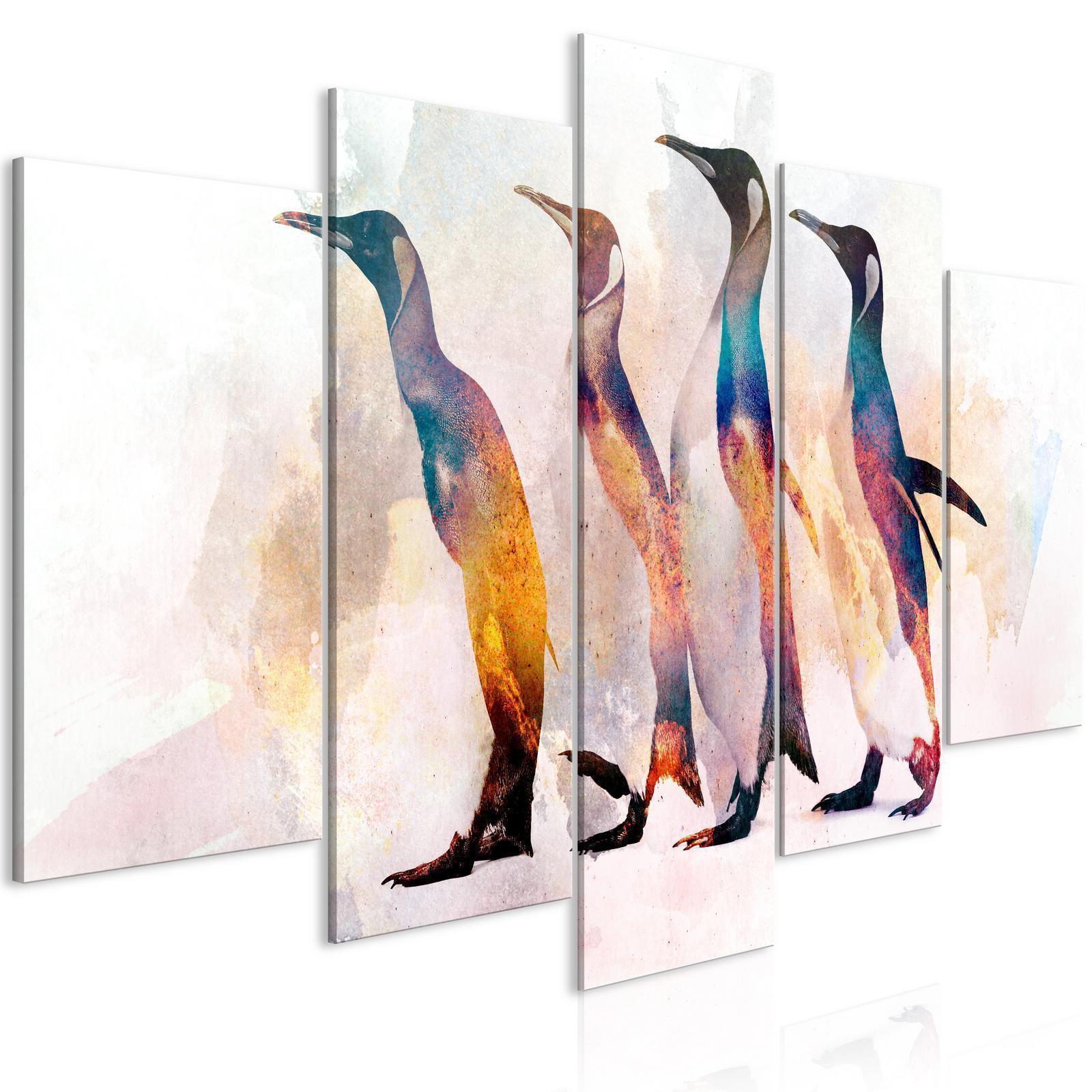 Leinwandbild - Penguin Wandering (5 Parts) Wide Artgeist