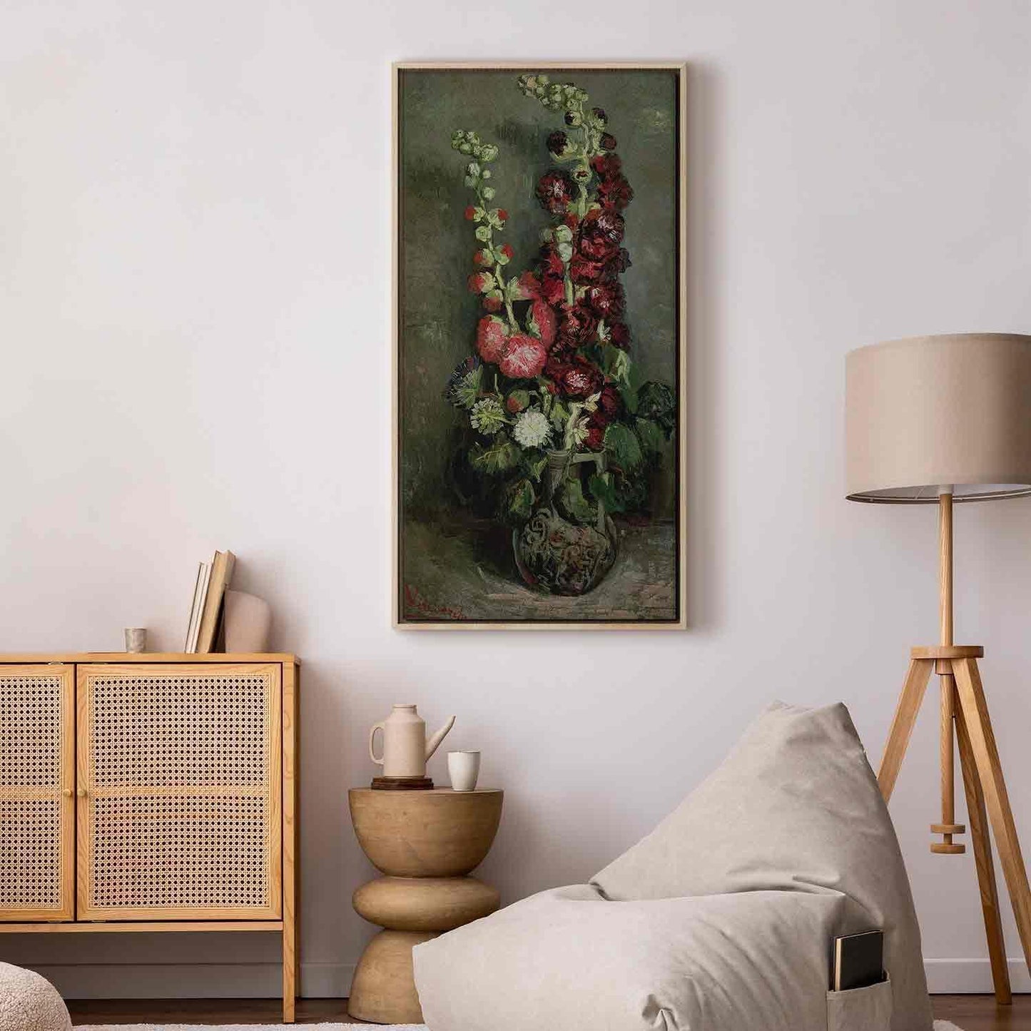 Leinwandbild - Vase of Hollyhocks (Vincent Van Gogh) Artgeist