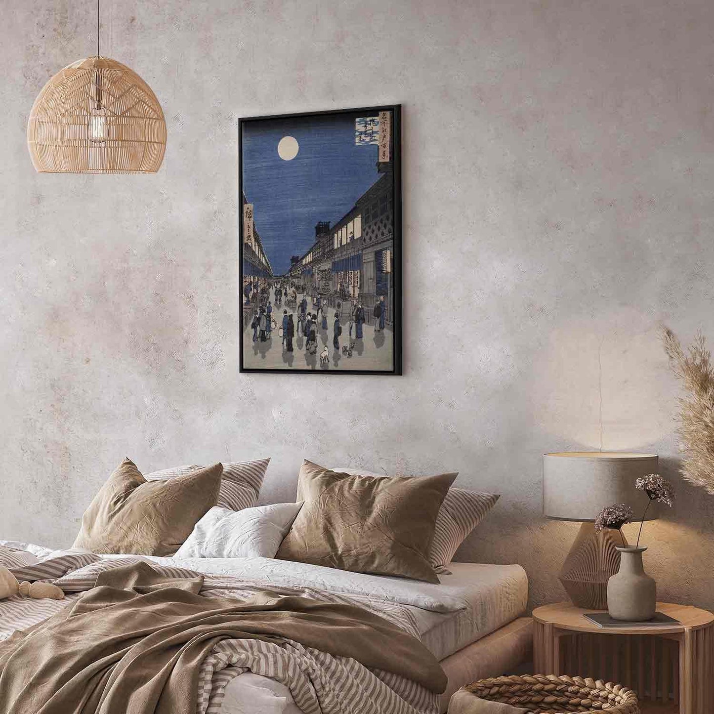 Leinwandbild - Utagawa Hiroshige – Night time view of Saruwaka Street