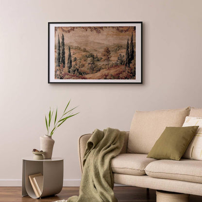 Poster - Mediterranean Landscape - Old Tapestry with a Hill and Lake