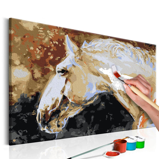 Wandbild zum Ausmalen - Schimmel Pferd