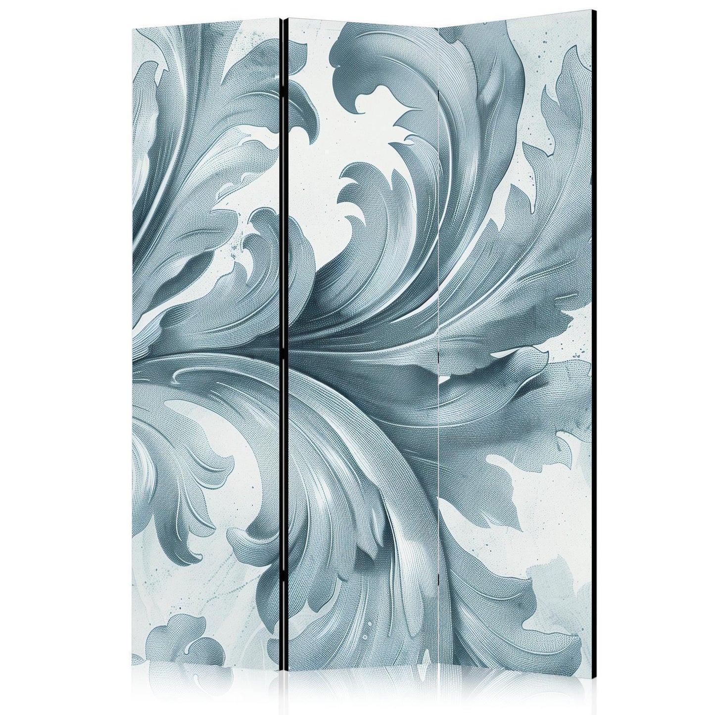 Paravent - Stone Baroque Ornaments in Light Shades of Gray and Blue Artgeist