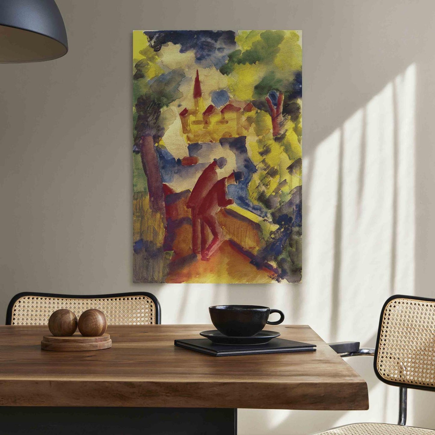 Leinwandbild - Männer auf der Straße am See (August Macke) Artgeist