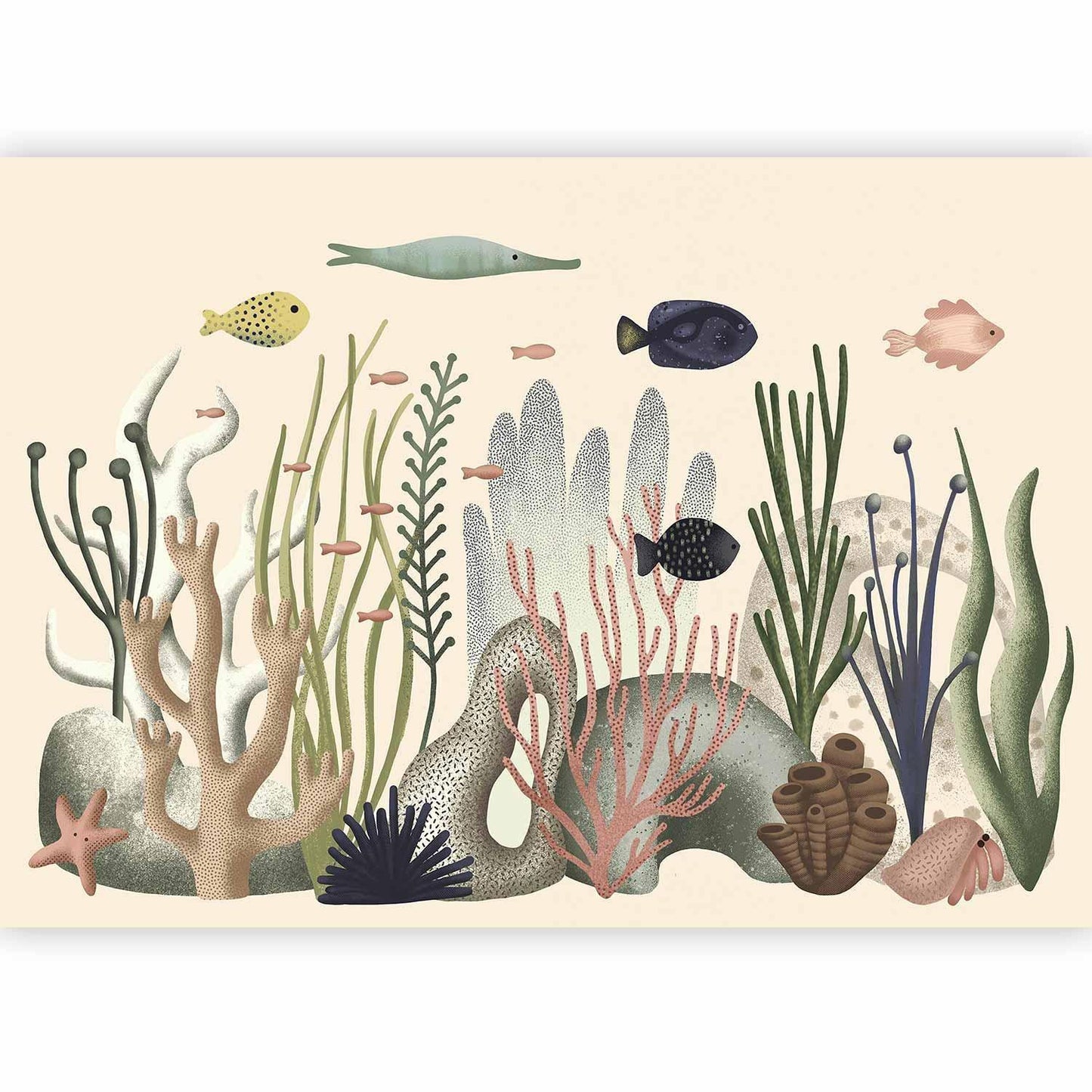 Fototapete - Underwater World - Fish and Corals in Pastel Colours Artgeist