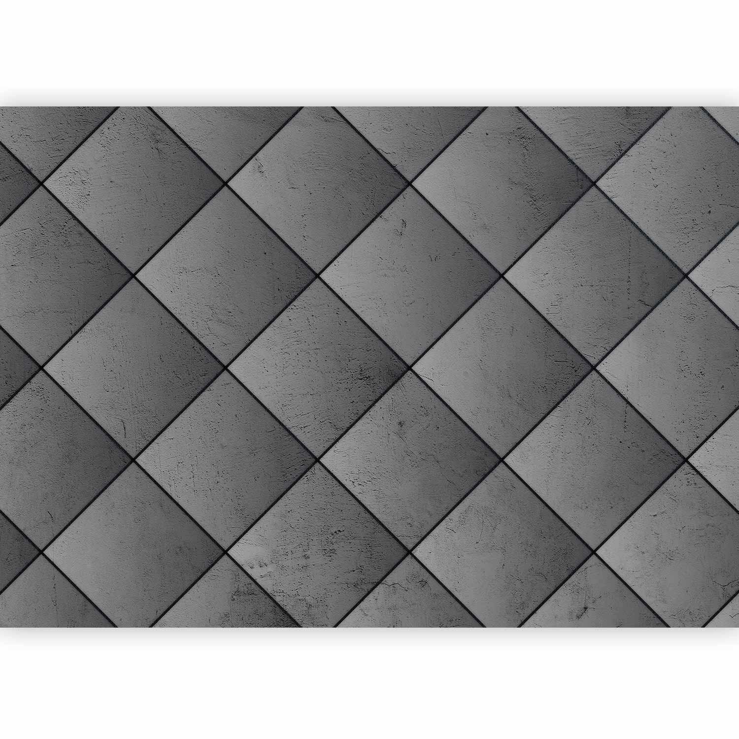 Fototapete - Grey symmetry - geometric pattern in concrete pattern with black joints Artgeist