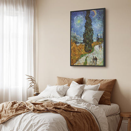 Leinwandbild - Vincent van Gogh – Road with Cypress and Star