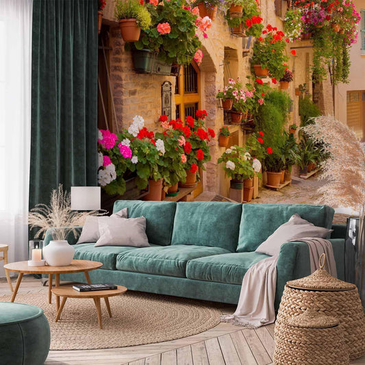 Fototapete - The Alley in Spello (Italy)