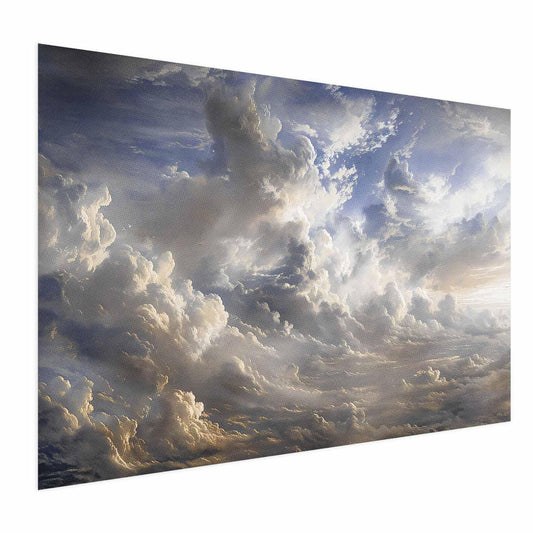 Poster mit goldenen Wolken im Sonnenuntergang

