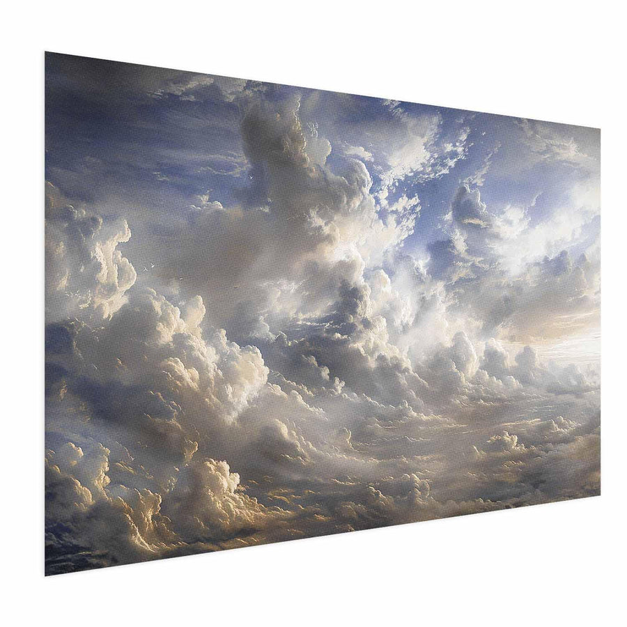 Poster mit goldenen Wolken im Sonnenuntergang

