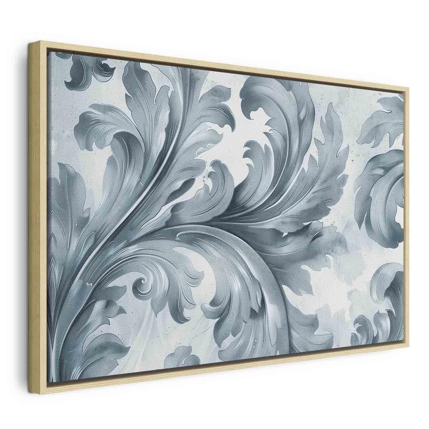 Leinwandbild - Stone Baroque Ornaments in Light Shades of Gray-Blue