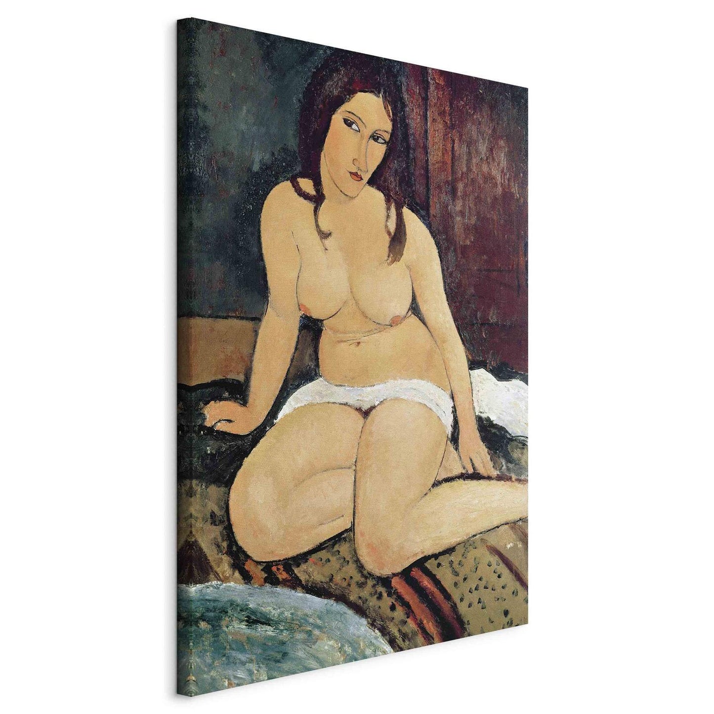 Modigliani Sitzende Frau Leinwandbild - Detail der warmen Braun- und Ockertöne