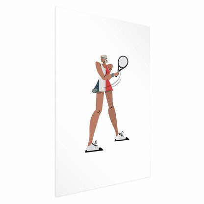 Poster - Tennis Player with a Racket on a White Background - Illustration Artgeist