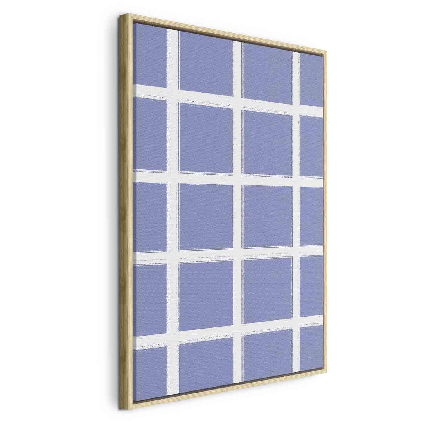 Leinwandbild - Lines and Symmetry - Expressive White Grid on a Blue Background