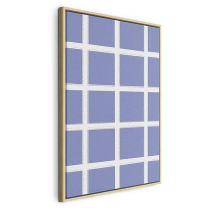 Leinwandbild - Lines and Symmetry - Expressive White Grid on a Blue Background
