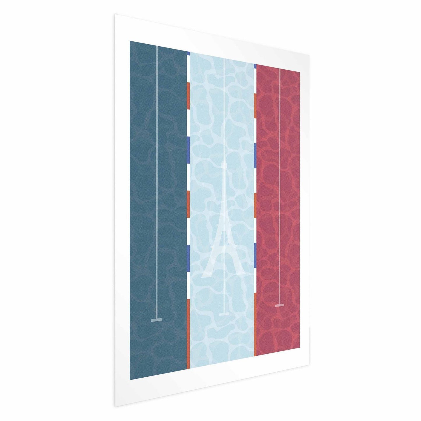 Poster - Illustration of a Pool Against the French Flag