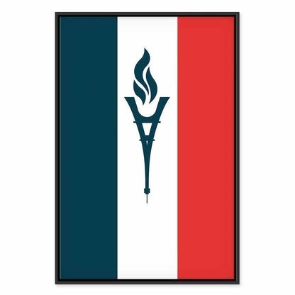 Leinwandbild - Torch Against the Backdrop of the French Flag