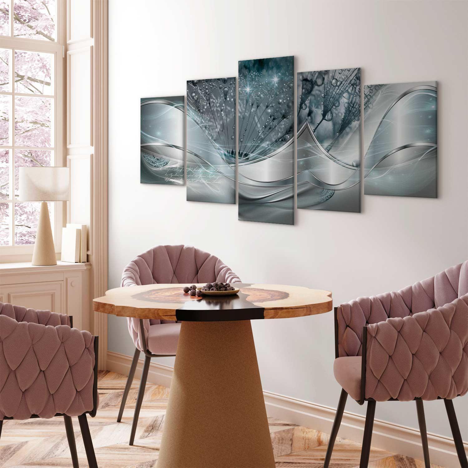 Modernes Wandbild in Blau mit Pusteblumen auf Leinwand

